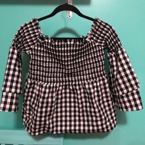 Gingham Off-The-Shoulder Top